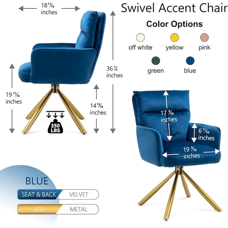 Chaise pivotante Howtai pour salon, cuisine, salle à manger