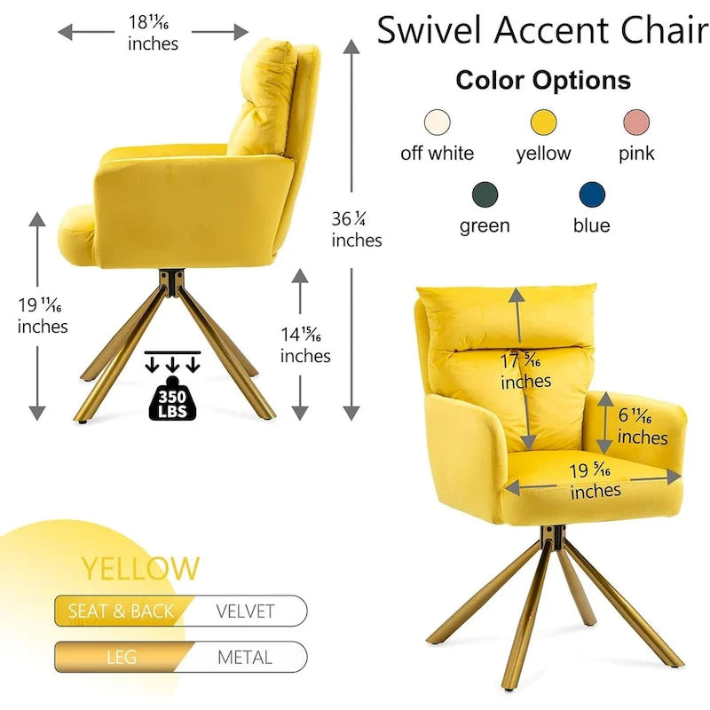 Chaise pivotante Howtai pour salon, cuisine, salle à manger