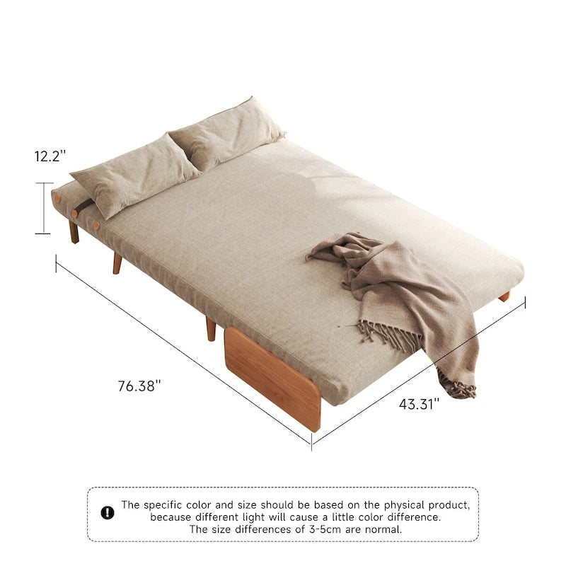 JASIWAY Canapé-lit deux places rembourré 43,3 po, Beige