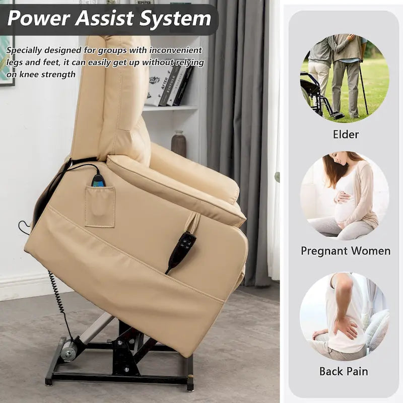 Fauteuil inclinable électrique double à levage de puissance de 35,5 W, massage et chauffage, 180 degrés