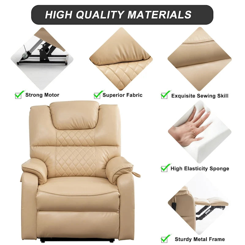 Fauteuil inclinable électrique double à levage de puissance de 35,5 W, massage et chauffage, 180 degrés