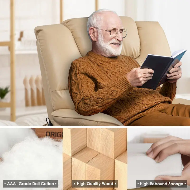 Fauteuil inclinable électrique double à levage de puissance de 35,5 W, massage et chauffage, 180 degrés