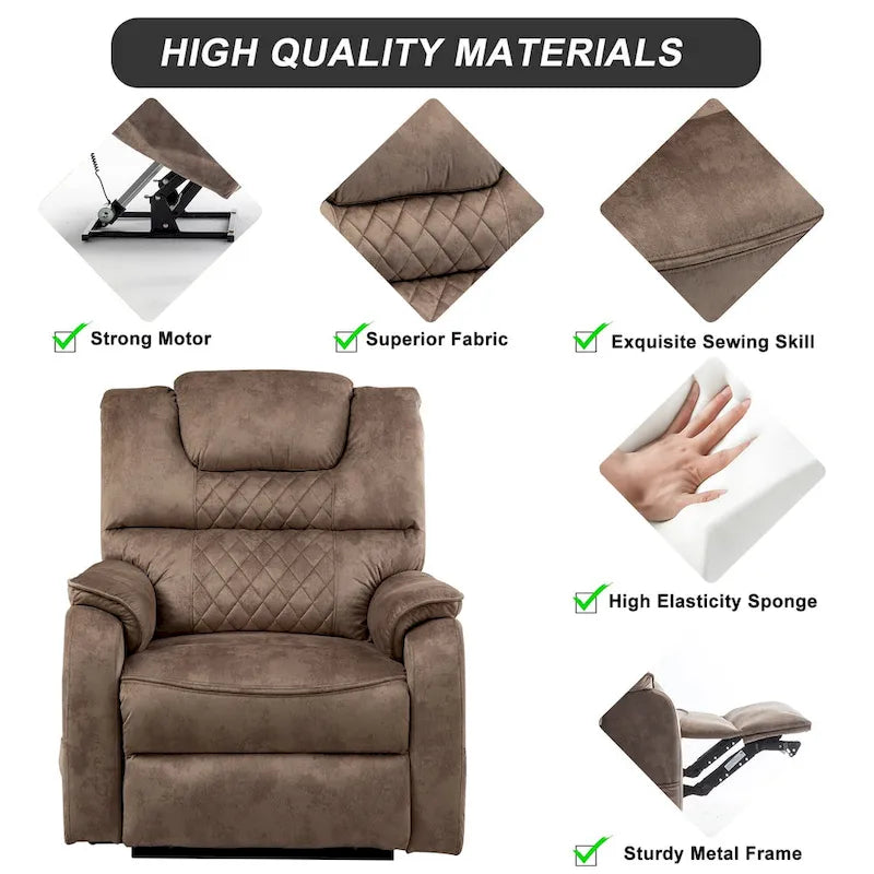 Fauteuil inclinable électrique double à levage de puissance de 35,5 W, massage et chauffage, 180 degrés