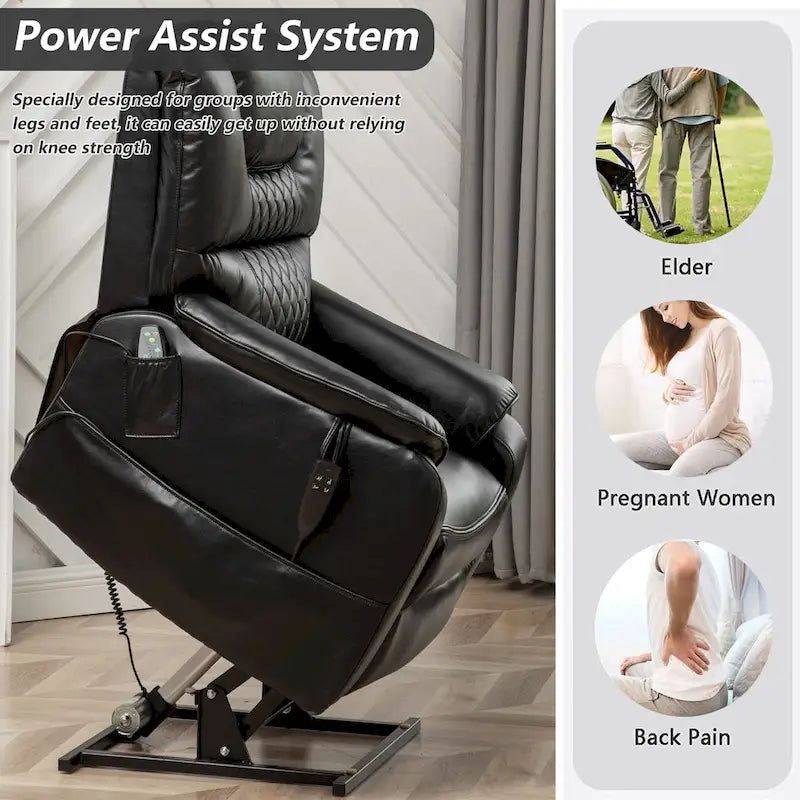 Fauteuil inclinable électrique double à levage de puissance de 35,5 W, massage et chauffage, 180 degrés