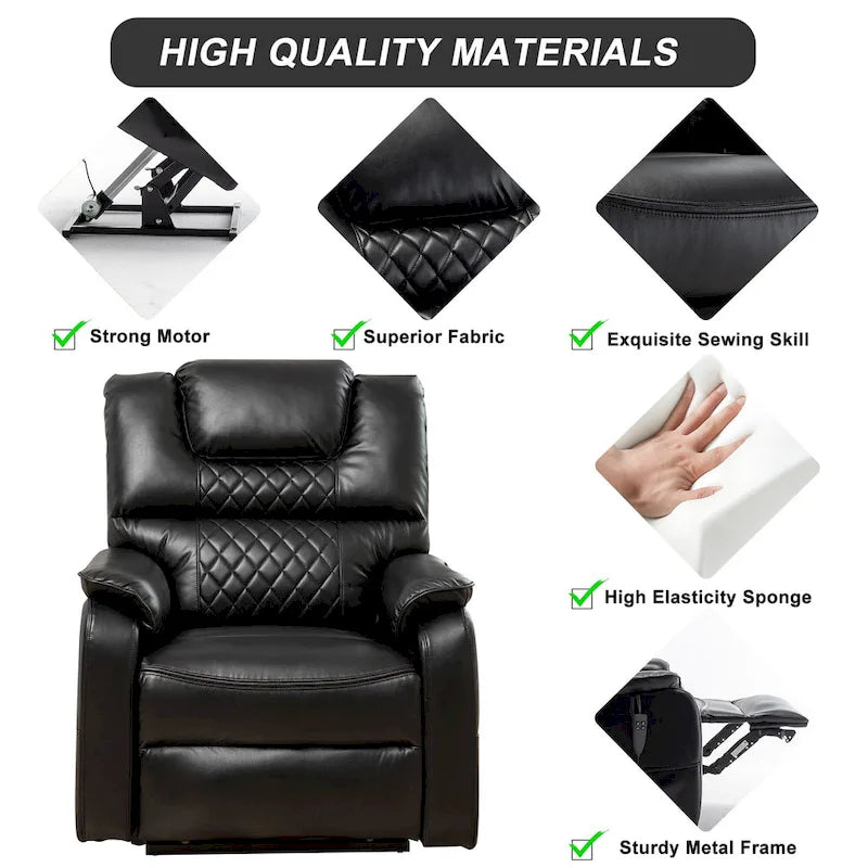 Fauteuil inclinable électrique double à levage de puissance de 35,5 W, massage et chauffage, 180 degrés