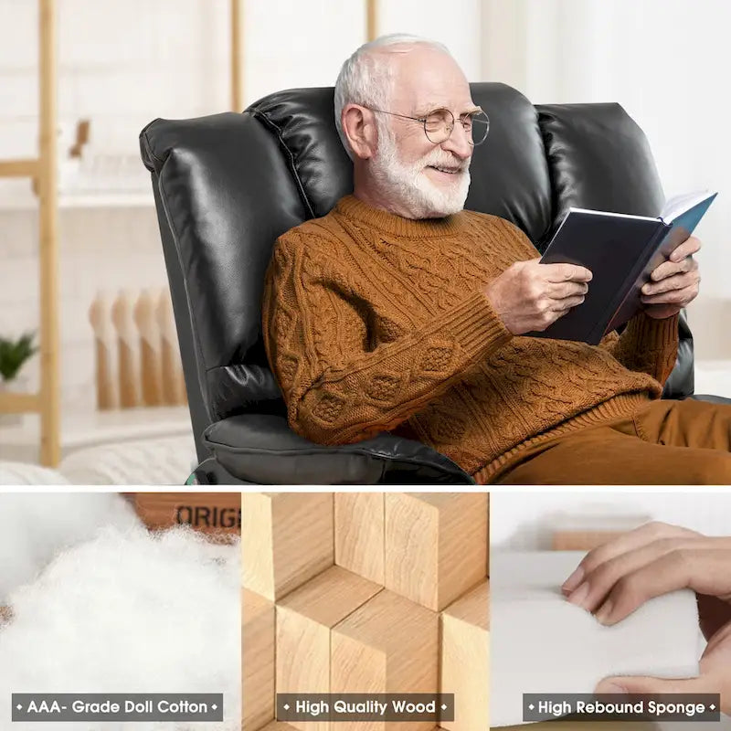 Fauteuil inclinable électrique double à levage de puissance de 35,5 W, massage et chauffage, 180 degrés
