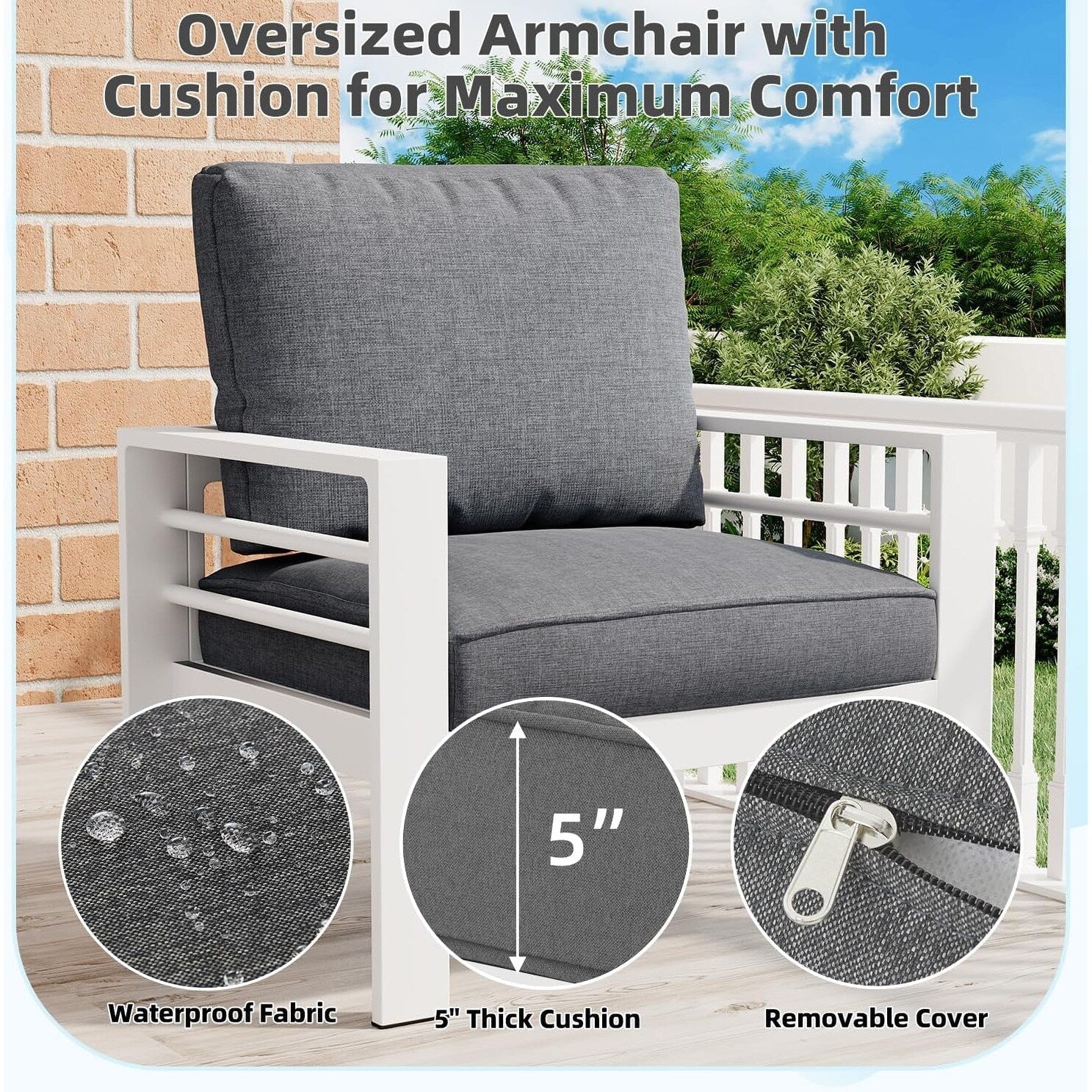 AECOJOY Ensemble de 7 Meubles de Jardin en Aluminium pour Extérieur