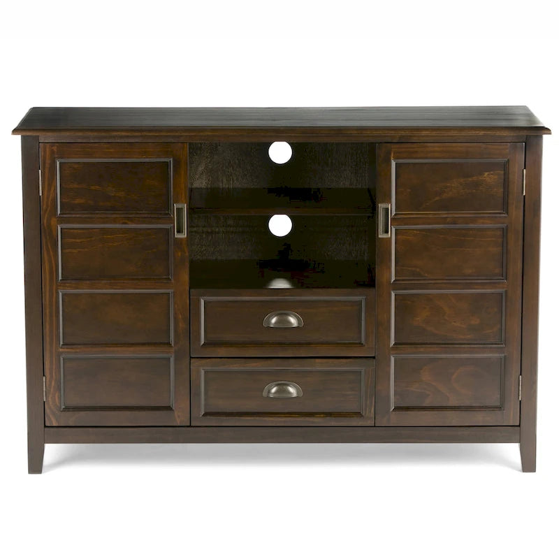 WYNDENHALL Portland Meuble TV média de style transitoire en BOIS MASSIF de 137 cm de large pour téléviseurs jusqu'à 60 pouces - 137 L x 44,5 P x 91,5 H cm