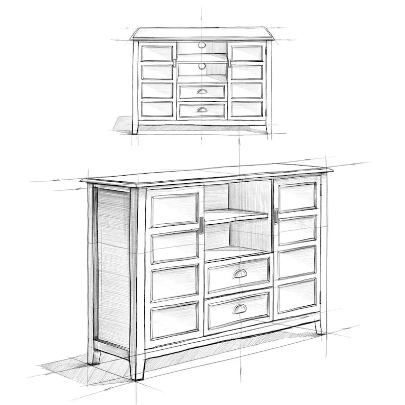 WYNDENHALL Portland Meuble TV média de style transitoire en BOIS MASSIF de 137 cm de large pour téléviseurs jusqu'à 60 pouces - 137 L x 44,5 P x 91,5 H cm