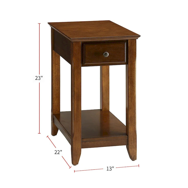 Table d'appoint en bois avec 1 tiroir