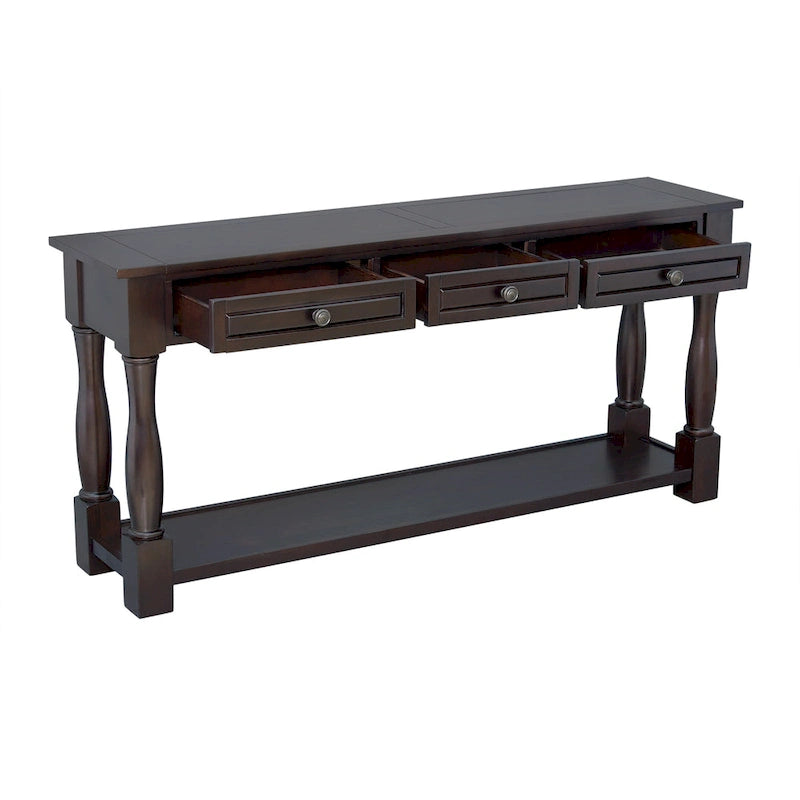 Merax Table console extra-épaisse de 64 po de long avec tiroirs et étagère