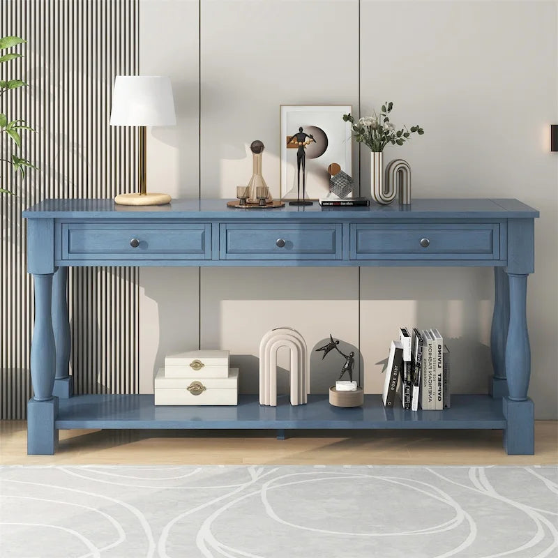 Merax Table console extra-épaisse de 64 po de long avec tiroirs et étagère