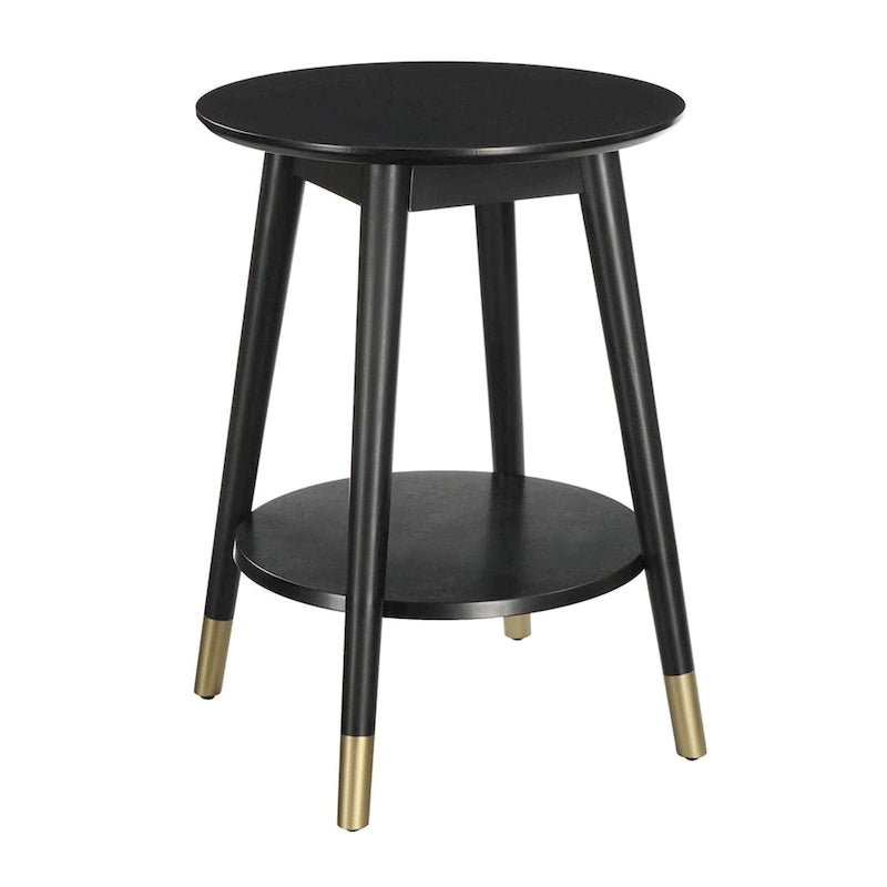 Convenience Concepts Wilson Table d'appoint ronde mi-siècle avec étagère