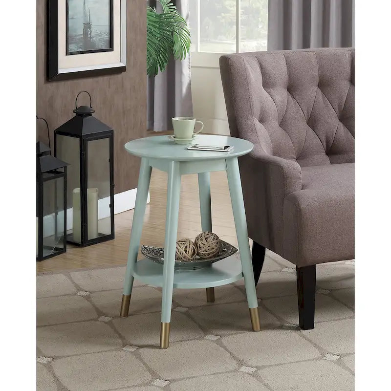 Convenience Concepts Wilson Table d'appoint ronde mi-siècle avec étagère