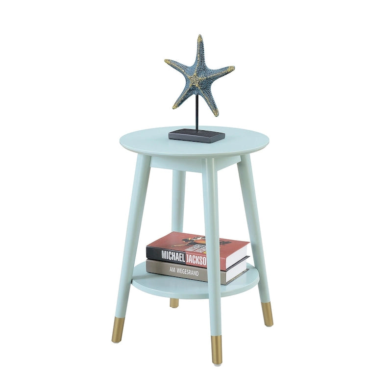 Convenience Concepts Wilson Table d'appoint ronde mi-siècle avec étagère