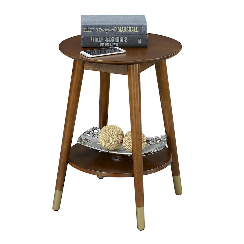 Convenience Concepts Wilson Table d'appoint ronde mi-siècle avec étagère