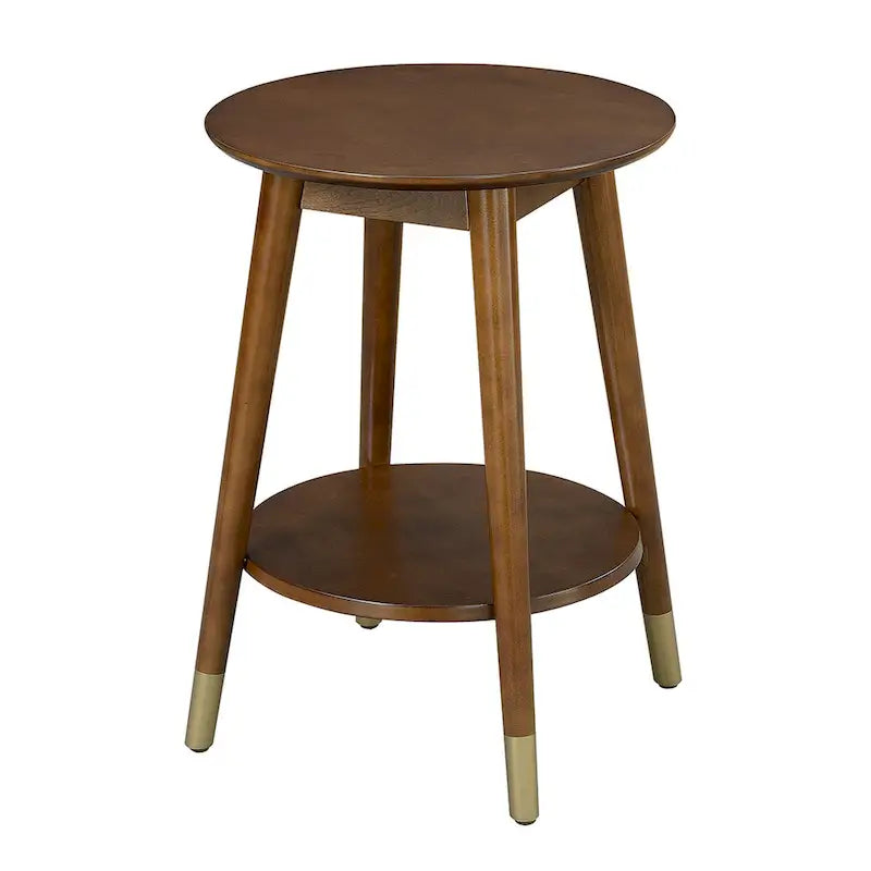 Convenience Concepts Wilson Table d'appoint ronde mi-siècle avec étagère