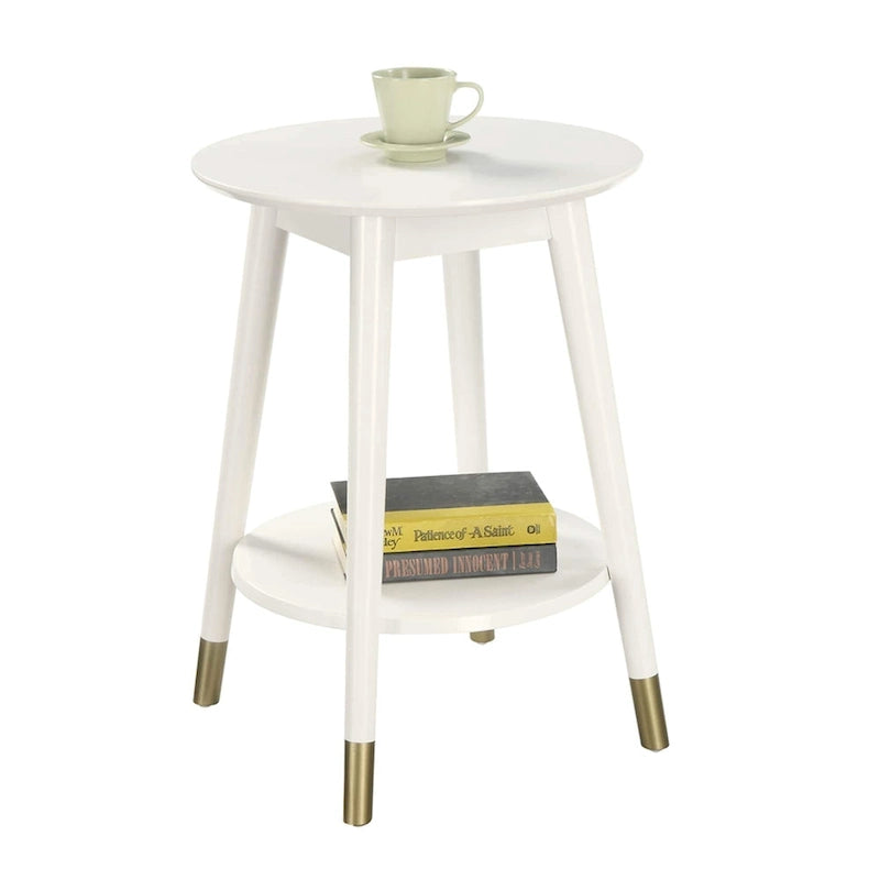 Convenience Concepts Wilson Table d'appoint ronde mi-siècle avec étagère