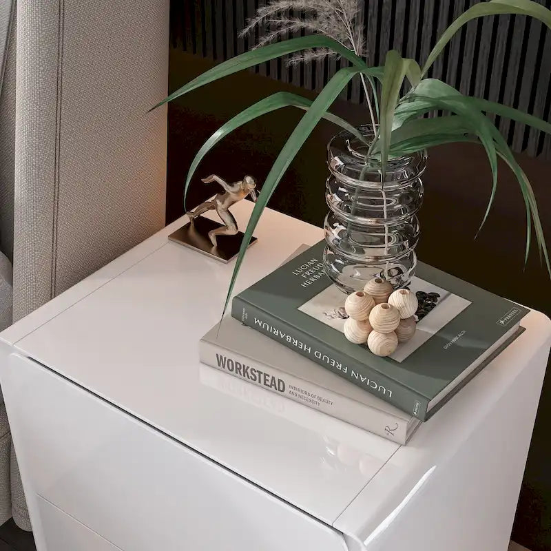 Table de chevet LED moderne avec finition brillante Table d'appoint Table de bout