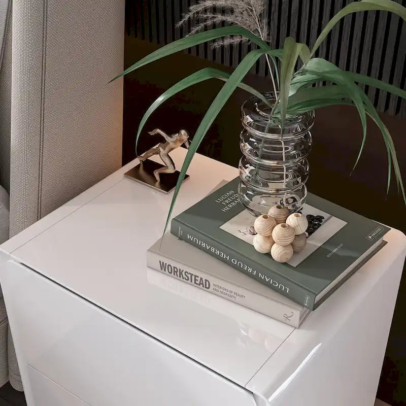 Table de chevet LED moderne avec finition brillante Table d'appoint Table de bout
