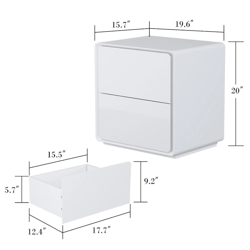 Table de chevet LED moderne avec finition brillante Table d'appoint Table de bout