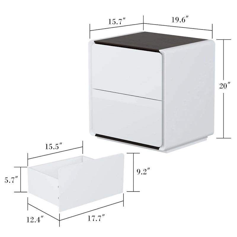 Table de chevet LED moderne avec finition brillante Table d'appoint Table de bout