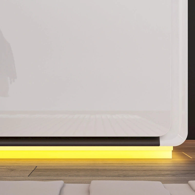 Table de chevet LED moderne avec finition brillante Table d'appoint Table de bout