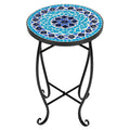 Table d'appoint de bistrot ronde Mosaic avec plateau en verre coloré