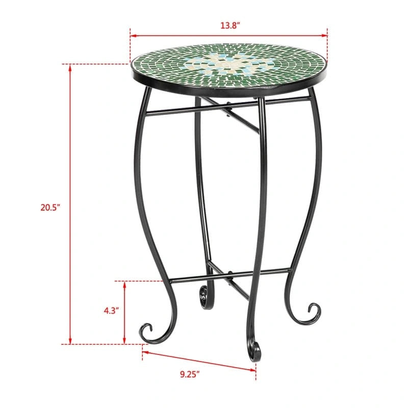 Table d'appoint de bistrot ronde Mosaic avec plateau en verre coloré