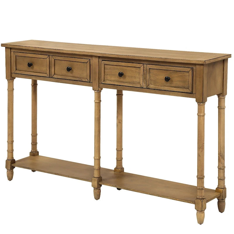 Console Table Table d'appoint Montage facile avec deux tiroirs de rangement et étagère inférieure pour le salon, l'entrée