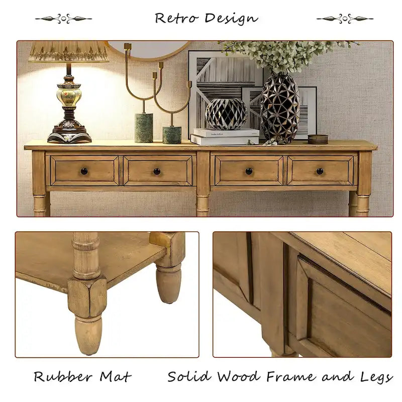 Console Table Table d'appoint Montage facile avec deux tiroirs de rangement et étagère inférieure pour le salon, l'entrée