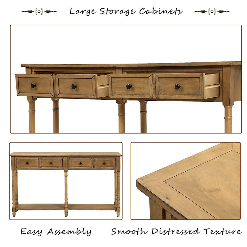 Console Table Table d'appoint Montage facile avec deux tiroirs de rangement et étagère inférieure pour le salon, l'entrée