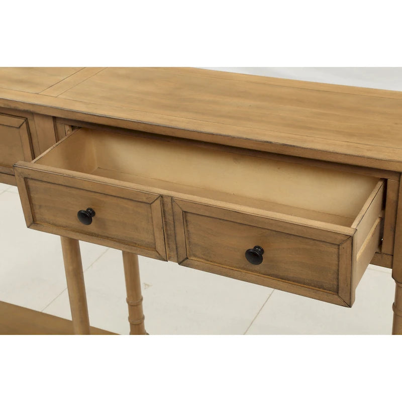 Console Table Table d'appoint Montage facile avec deux tiroirs de rangement et étagère inférieure pour le salon, l'entrée