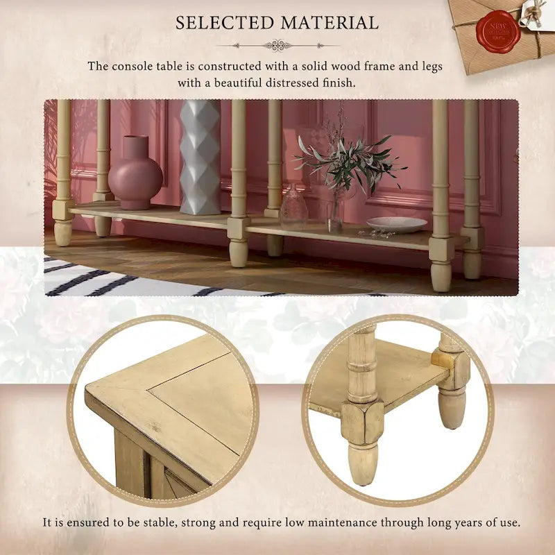 Console Table Table d'appoint Montage facile avec deux tiroirs de rangement et étagère inférieure pour le salon, l'entrée