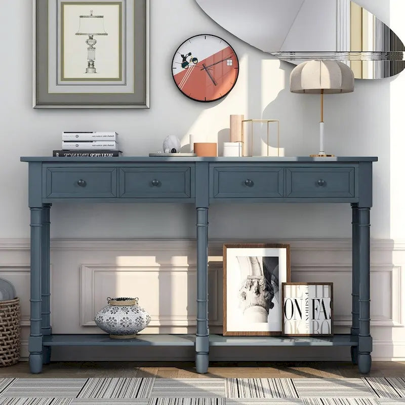 Console Table Table d'appoint Montage facile avec deux tiroirs de rangement et étagère inférieure pour le salon, l'entrée
