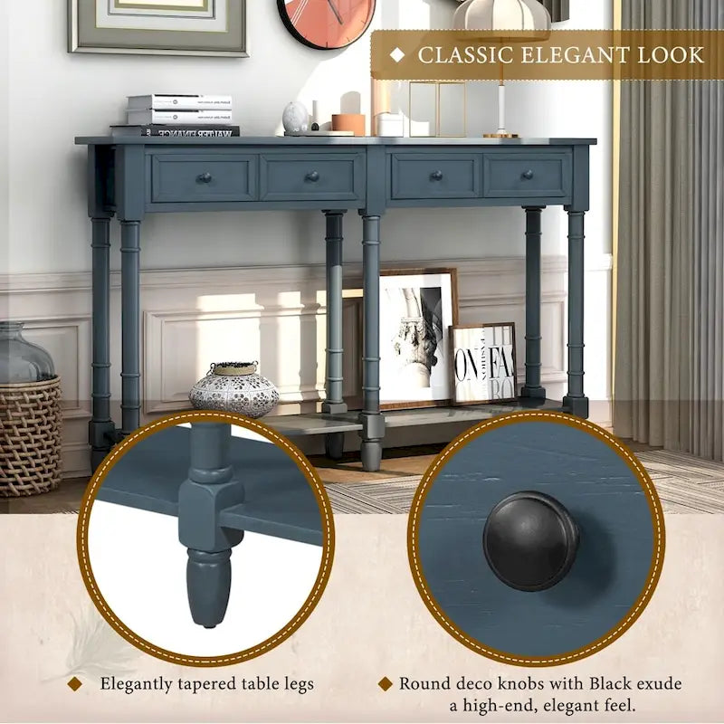 Console Table Table d'appoint Montage facile avec deux tiroirs de rangement et étagère inférieure pour le salon, l'entrée