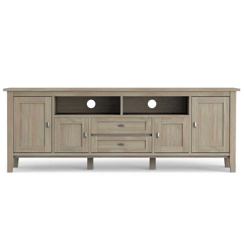 Meuble TV WYNDENHALL Norfolk en BOIS MASSIF de 72 pouces de large pour téléviseurs jusqu'à 80 pouces - 72 L x 17,5 P x 26 H