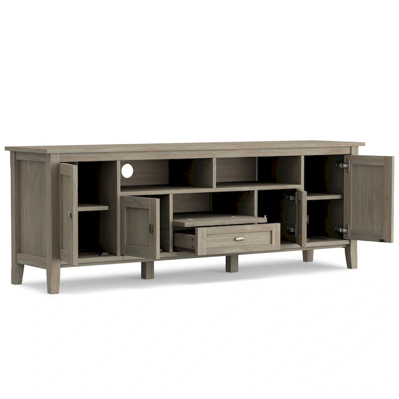 Meuble TV WYNDENHALL Norfolk en BOIS MASSIF de 72 pouces de large pour téléviseurs jusqu'à 80 pouces - 72 L x 17,5 P x 26 H