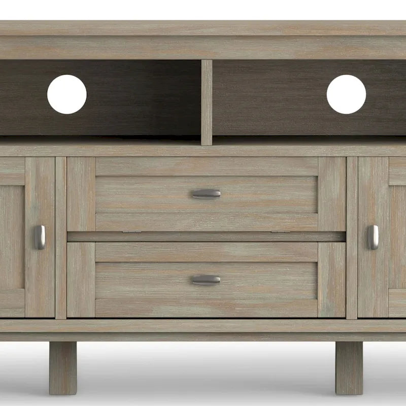 Meuble TV WYNDENHALL Norfolk en BOIS MASSIF de 72 pouces de large pour téléviseurs jusqu'à 80 pouces - 72 L x 17,5 P x 26 H