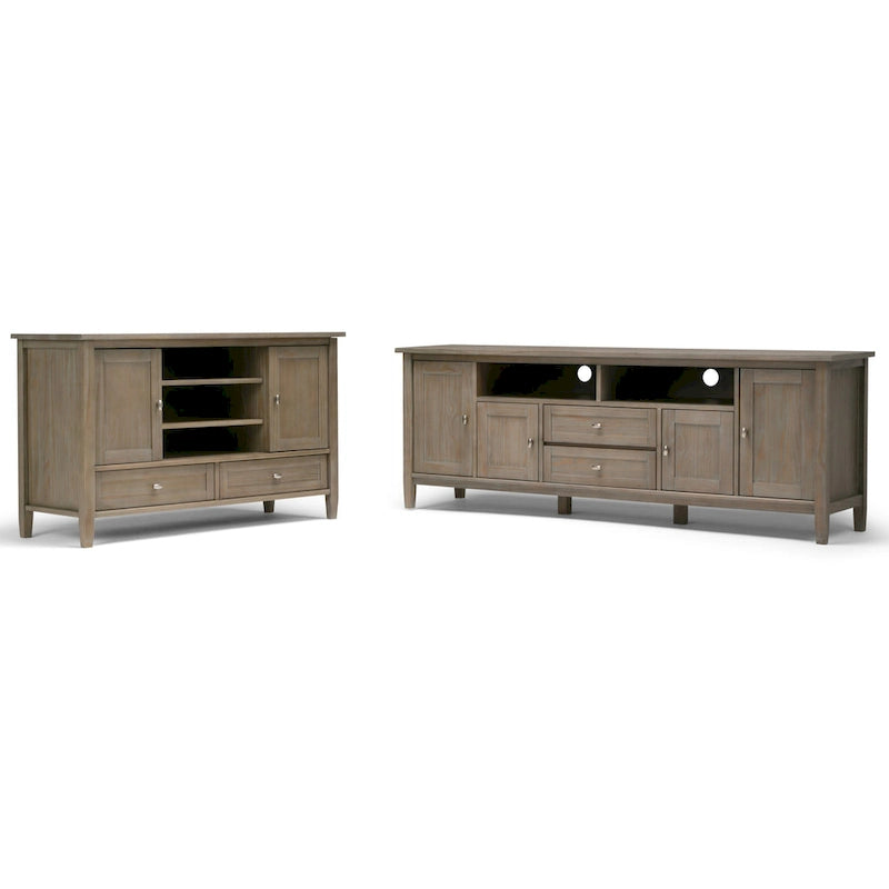 Meuble TV WYNDENHALL Norfolk en BOIS MASSIF de 72 pouces de large pour téléviseurs jusqu'à 80 pouces - 72 L x 17,5 P x 26 H