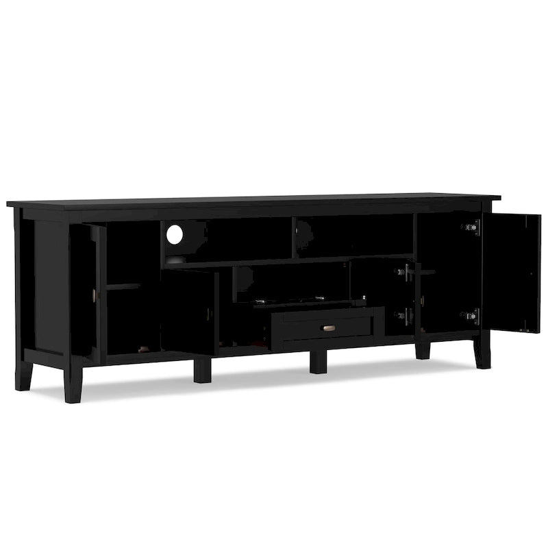 Meuble TV WYNDENHALL Norfolk en BOIS MASSIF de 72 pouces de large pour téléviseurs jusqu'à 80 pouces - 72 L x 17,5 P x 26 H