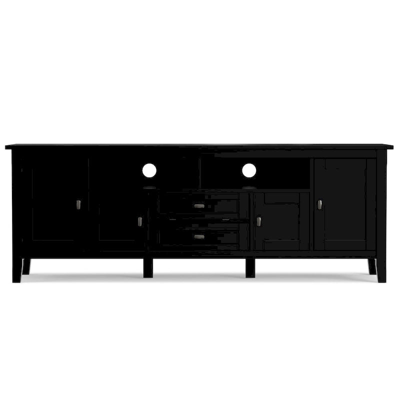 Meuble TV WYNDENHALL Norfolk en BOIS MASSIF de 72 pouces de large pour téléviseurs jusqu'à 80 pouces - 72 L x 17,5 P x 26 H