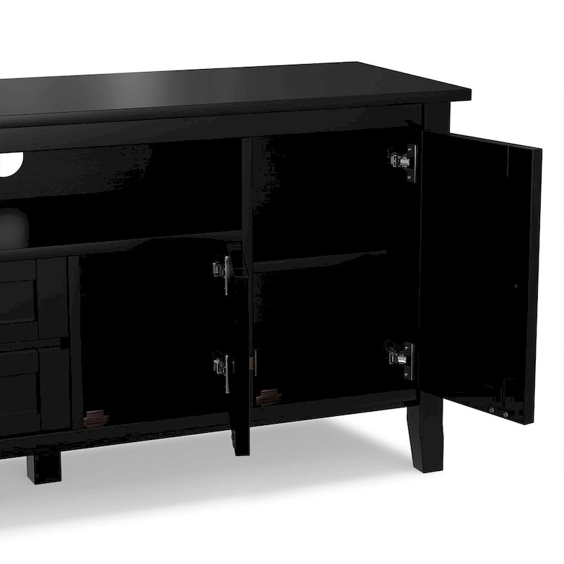 Meuble TV WYNDENHALL Norfolk en BOIS MASSIF de 72 pouces de large pour téléviseurs jusqu'à 80 pouces - 72 L x 17,5 P x 26 H