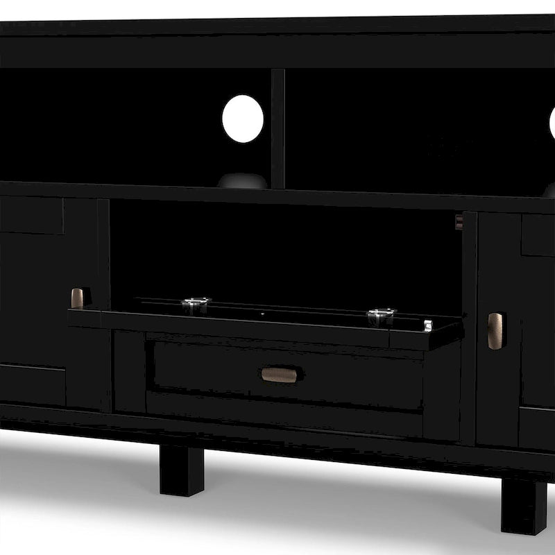 Meuble TV WYNDENHALL Norfolk en BOIS MASSIF de 72 pouces de large pour téléviseurs jusqu'à 80 pouces - 72 L x 17,5 P x 26 H