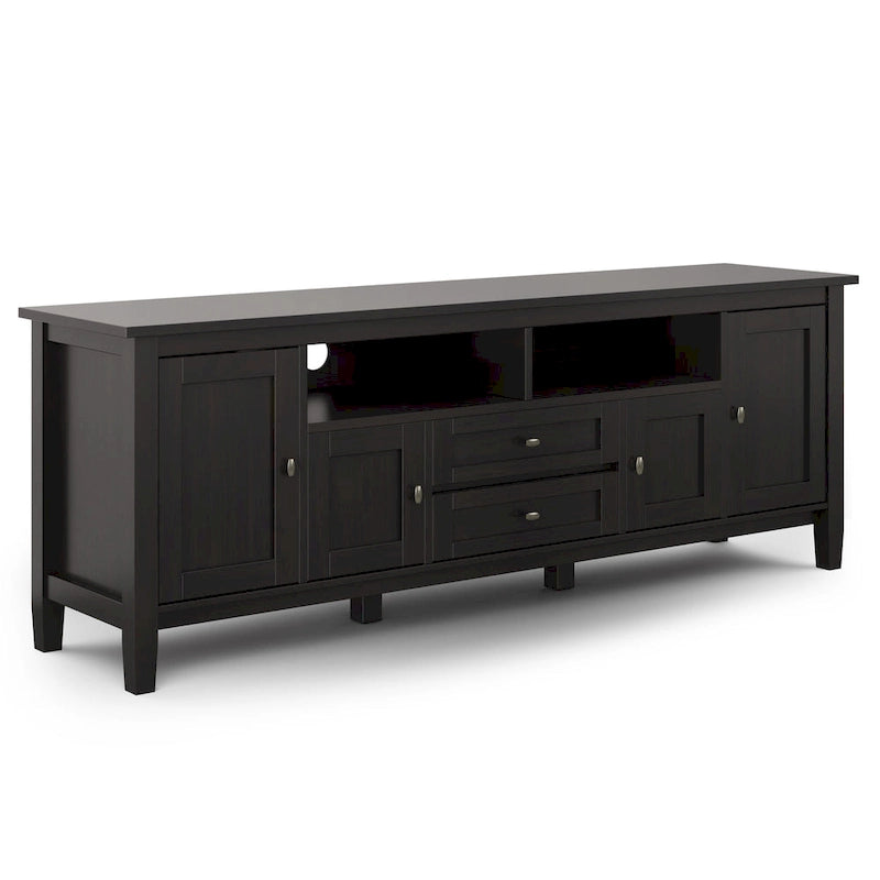 Meuble TV WYNDENHALL Norfolk en BOIS MASSIF de 72 pouces de large pour téléviseurs jusqu'à 80 pouces - 72 L x 17,5 P x 26 H