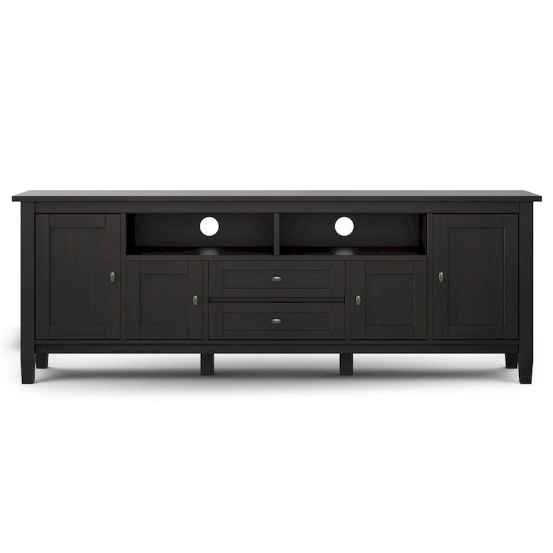 Meuble TV WYNDENHALL Norfolk en BOIS MASSIF de 72 pouces de large pour téléviseurs jusqu'à 80 pouces - 72 L x 17,5 P x 26 H