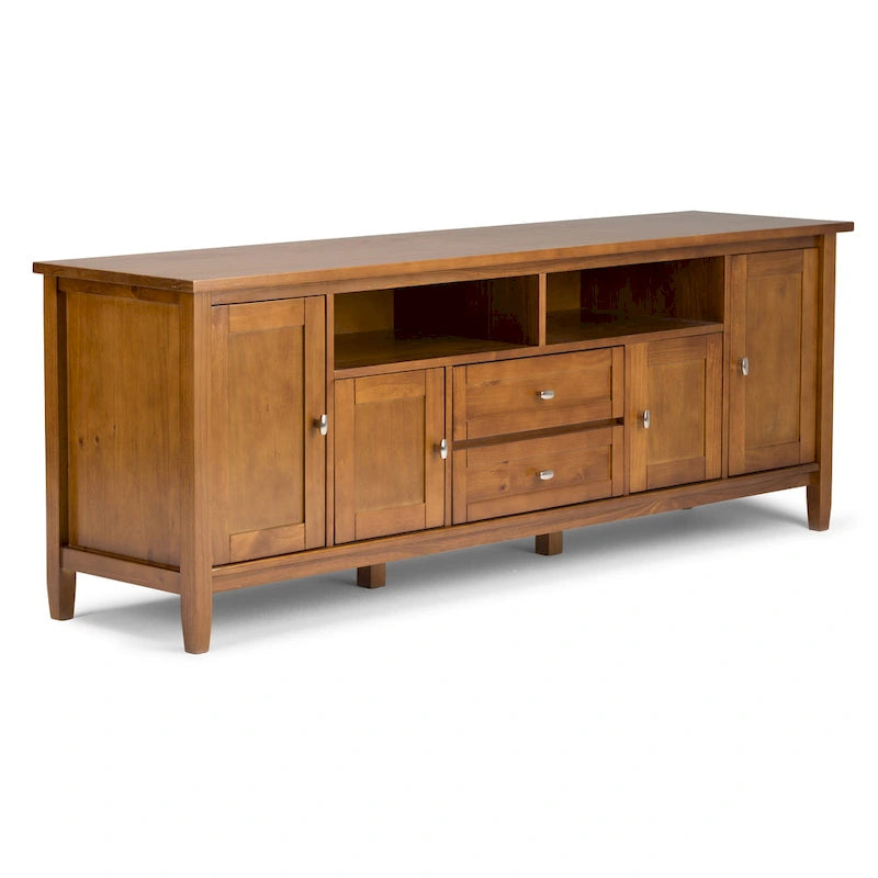 Meuble TV WYNDENHALL Norfolk en BOIS MASSIF de 72 pouces de large pour téléviseurs jusqu'à 80 pouces - 72 L x 17,5 P x 26 H