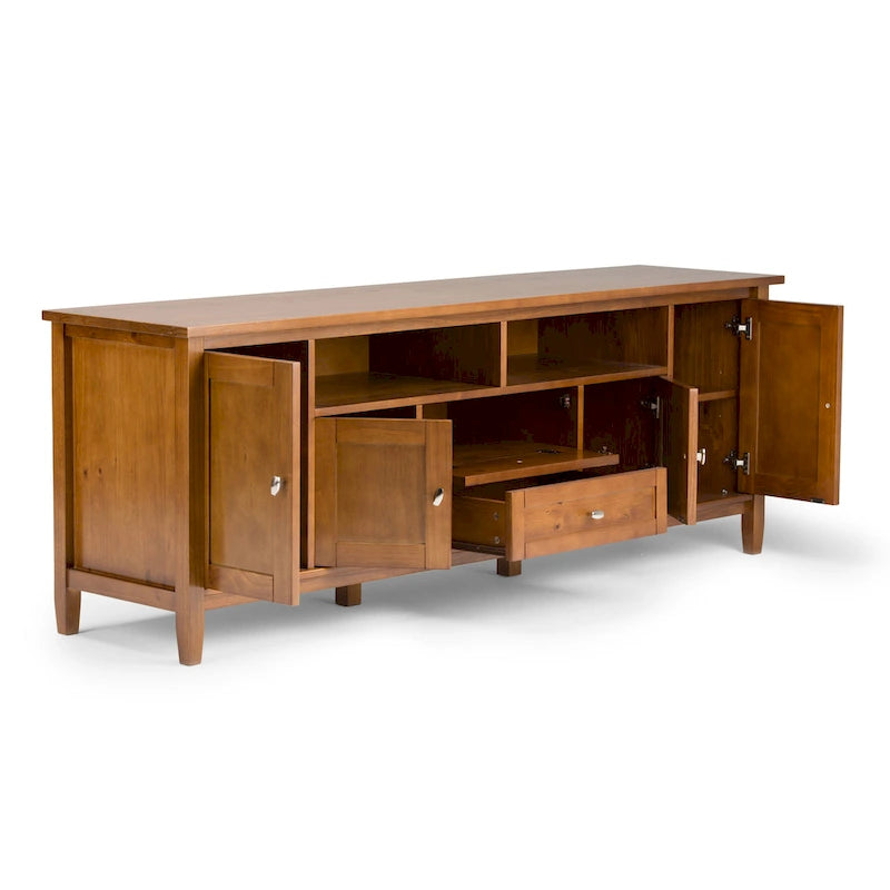 Meuble TV WYNDENHALL Norfolk en BOIS MASSIF de 72 pouces de large pour téléviseurs jusqu'à 80 pouces - 72 L x 17,5 P x 26 H