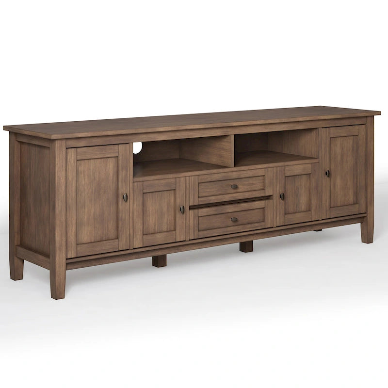 Meuble TV WYNDENHALL Norfolk en BOIS MASSIF de 72 pouces de large pour téléviseurs jusqu'à 80 pouces - 72 L x 17,5 P x 26 H