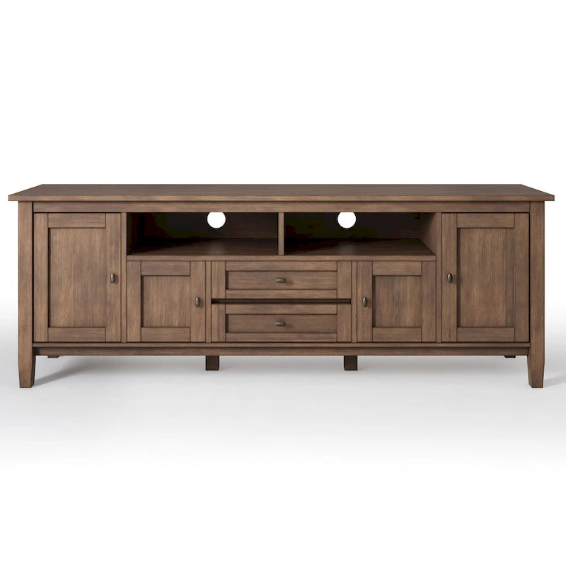 Meuble TV WYNDENHALL Norfolk en BOIS MASSIF de 72 pouces de large pour téléviseurs jusqu'à 80 pouces - 72 L x 17,5 P x 26 H